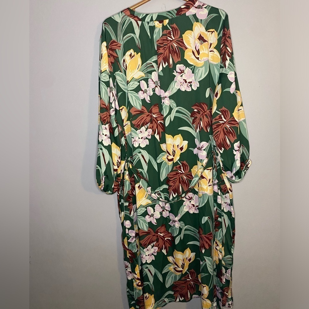 Loft Fit & Flare Dress Women Plus Size Multi Floral V Neck Button Drawstring XXL - Picture 7 of 15